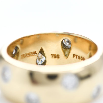 Tiffany 18K Yellow Gold Platinum Diamond Wide Etoile Band Ring 47 4.25 4 of 4