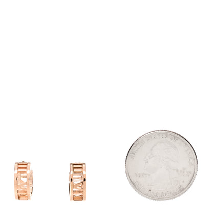 Tiffany 18K Rose Gold Mini Atlas Hoop Earrings 2 of 4