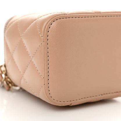 Chanel Lambskin Quilted Top Handle Mini Vanity Case With Chain Beige 9 of 12