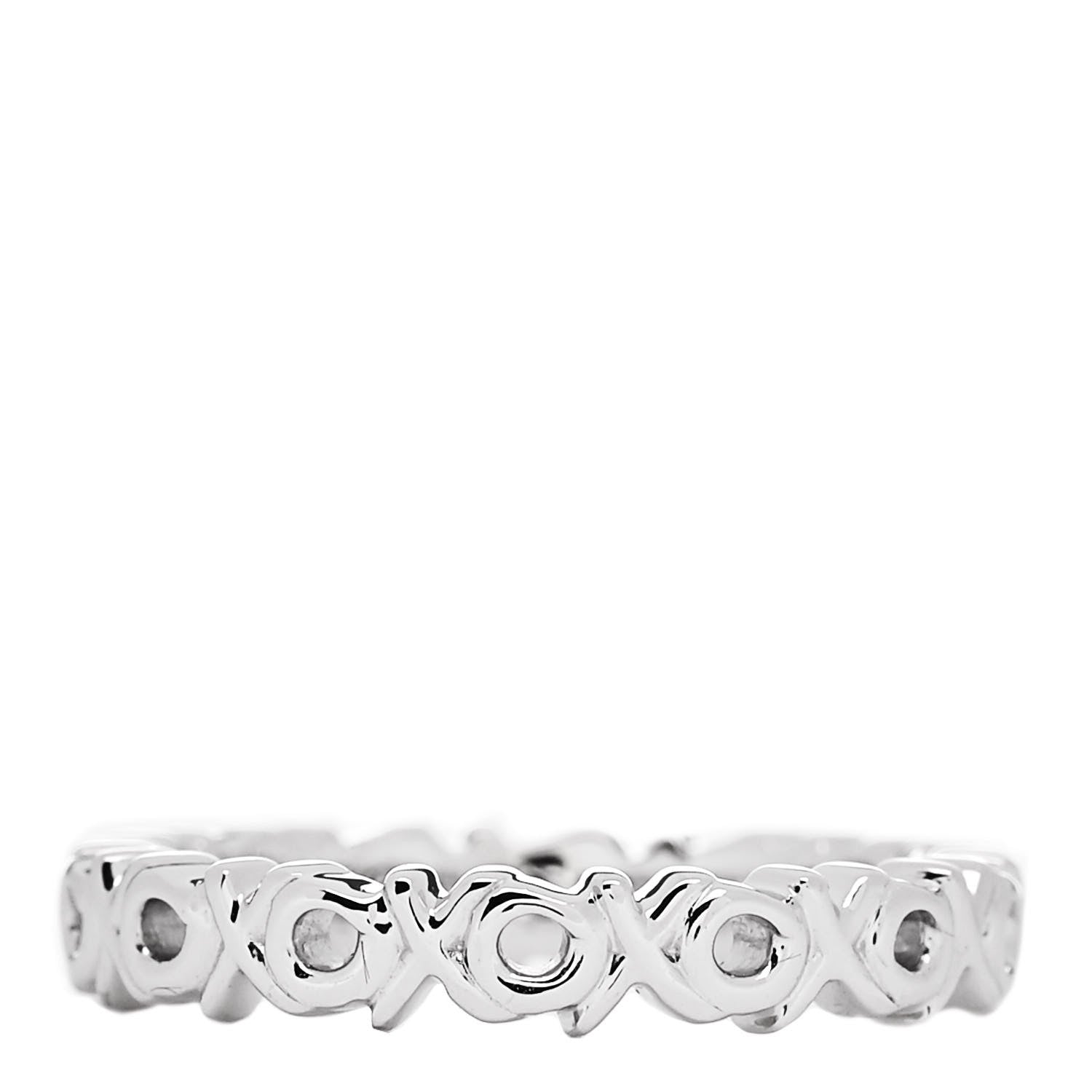 Tiffany 18K White Gold Diamond Paloma Picasso Graffiti Narrow Love and Kisses Ring 47 4 3 of 5