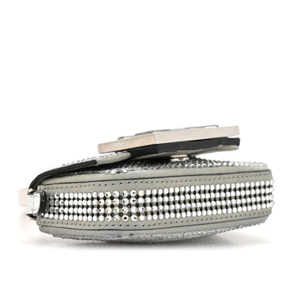 Fendi Nubuck Crystal Catalan Mirror Nano Maxi Buckle Baguette Charm Pietra Argento 10 of 11