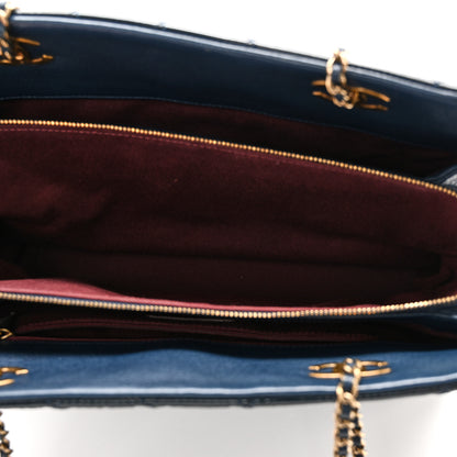 Chanel Patent Goatskin Quilted Small CC Eyelet Tote Blue 5 of 10