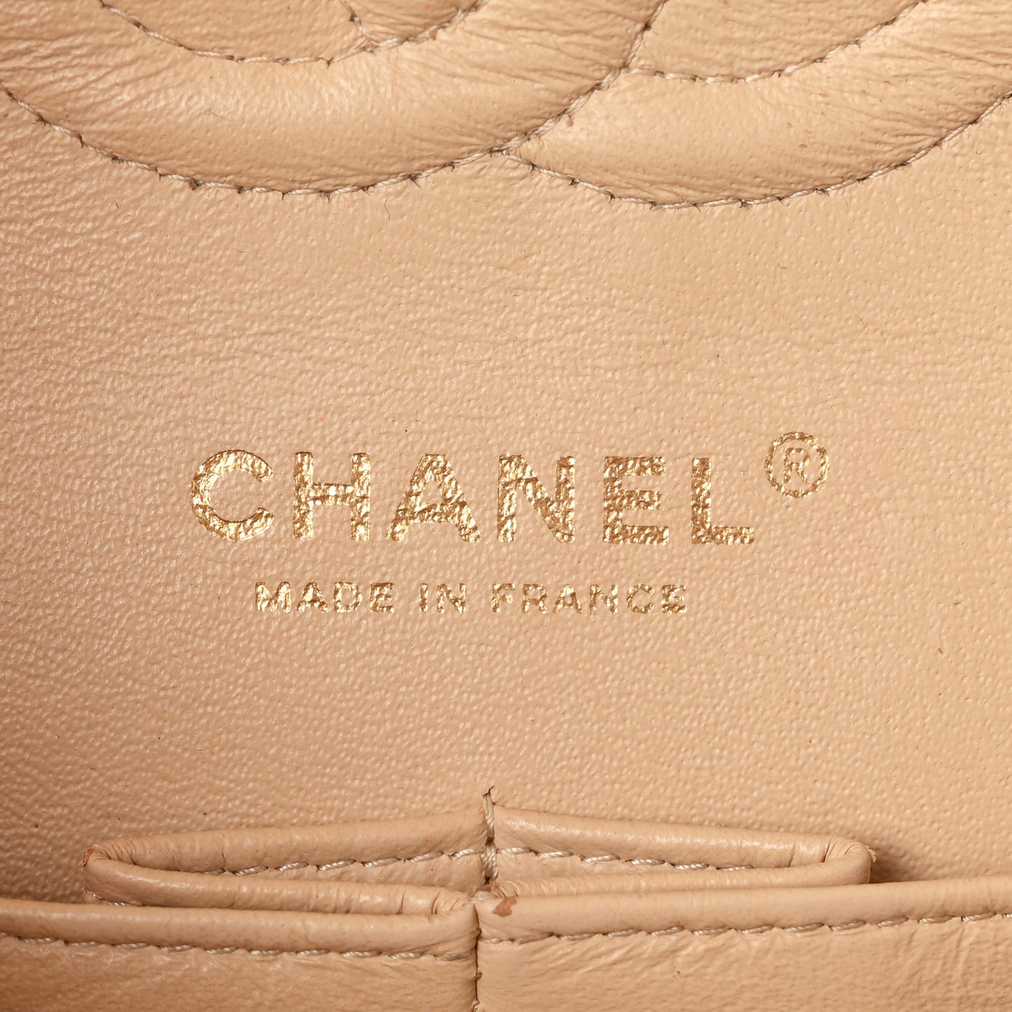Caviar Quilted Medium Double Flap Beige
