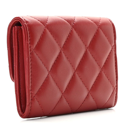 Chanel Lambskin Quilted Enamel Flap Card Holder Wallet Red 2 of 10