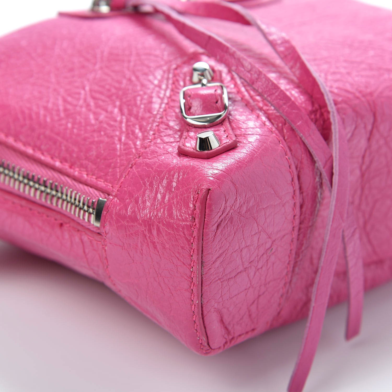 Balenciaga Agneau Arena Classic Silver Hardware Pouch With A Chain Crossbody Rose Flamingo 5 of 8