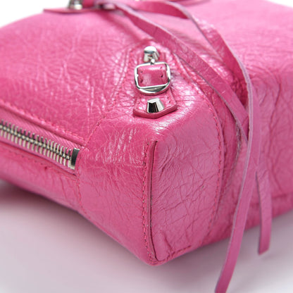 Balenciaga Agneau Arena Classic Silver Hardware Pouch With A Chain Crossbody Rose Flamingo 5 of 8