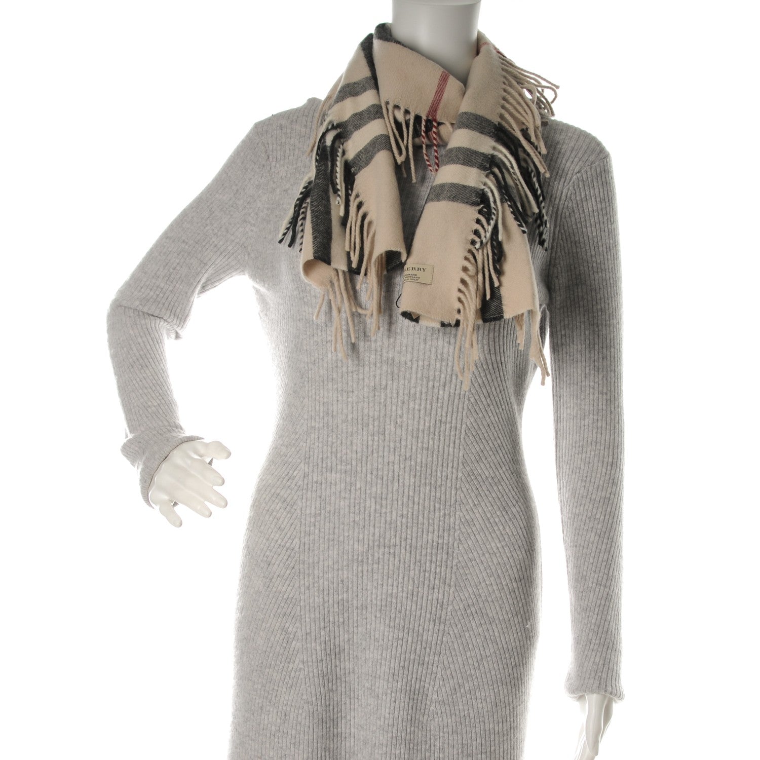 Burberry Cashmere House Check Fringe Scarf 2 of 5