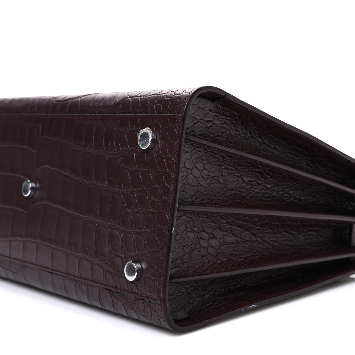 Calfskin Crocodile Embossed Small Sac de Jour Amaranto