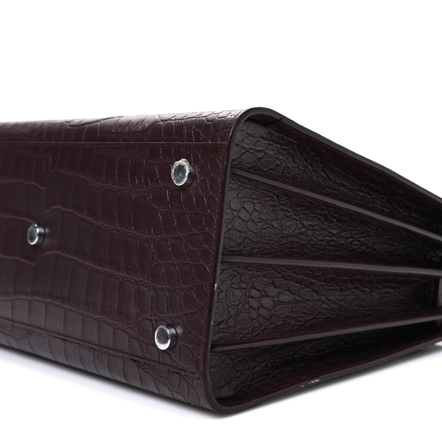 Saint Laurent Calfskin Crocodile Embossed Small Sac de Jour Amaranto 11 of 12