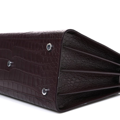 Saint Laurent Calfskin Crocodile Embossed Small Sac de Jour Amaranto 11 of 12