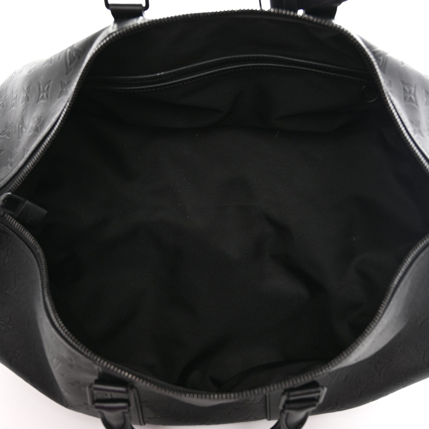 Louis Vuitton Calfskin Shadow Monogram Keepall Bandouliere 50 Black 4 of 9