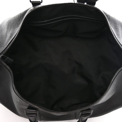 Louis Vuitton Calfskin Shadow Monogram Keepall Bandouliere 50 Black 4 of 9
