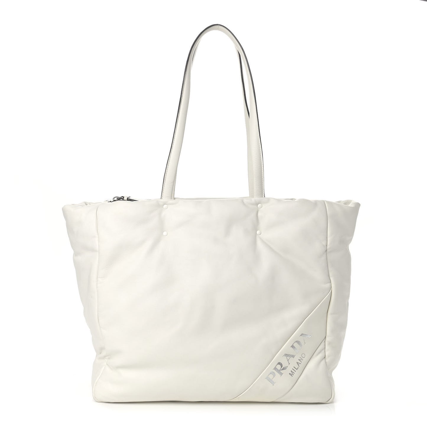 Nappa Soft Large Shopper Tote Bianco Cobalto