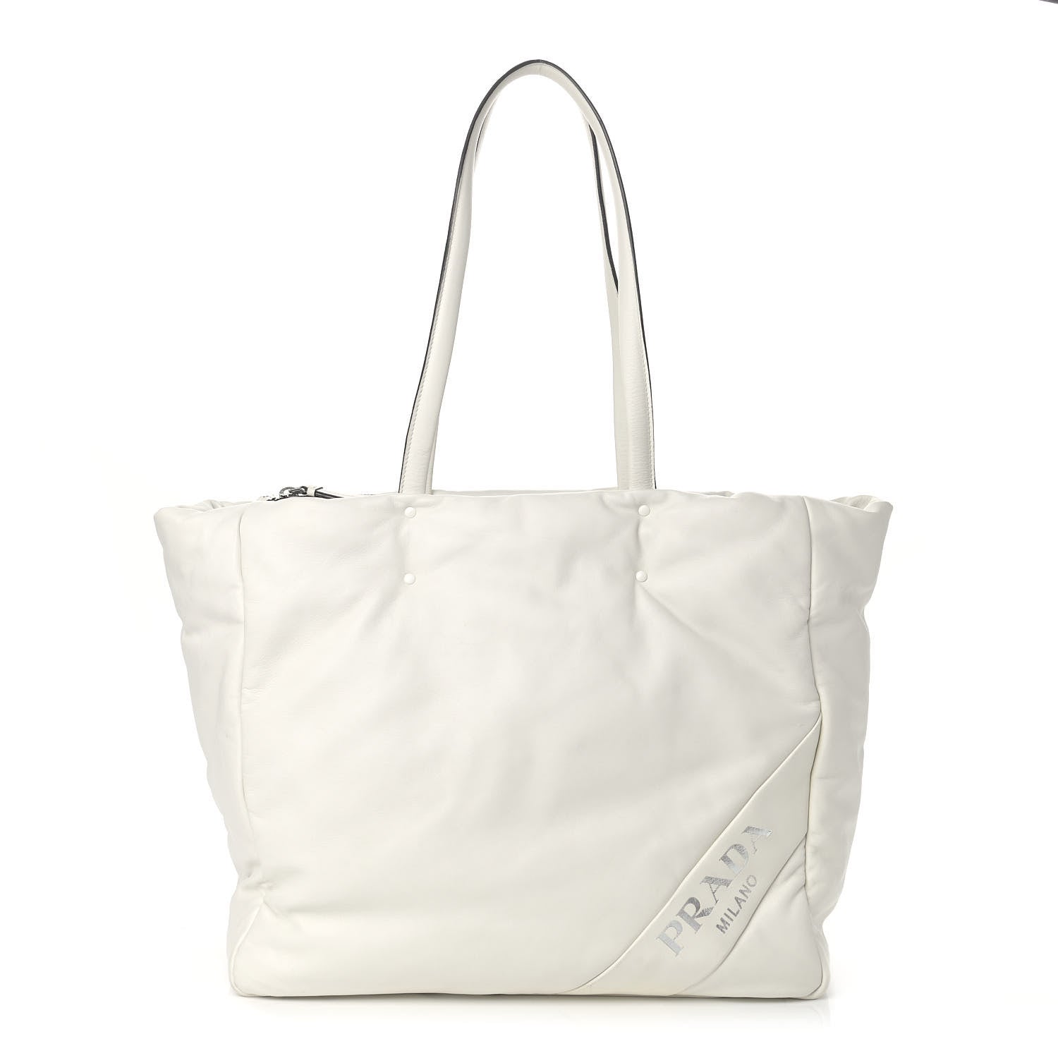 Prada Nappa Soft Large Shopper Tote Bianco Cobalto 1 of 10