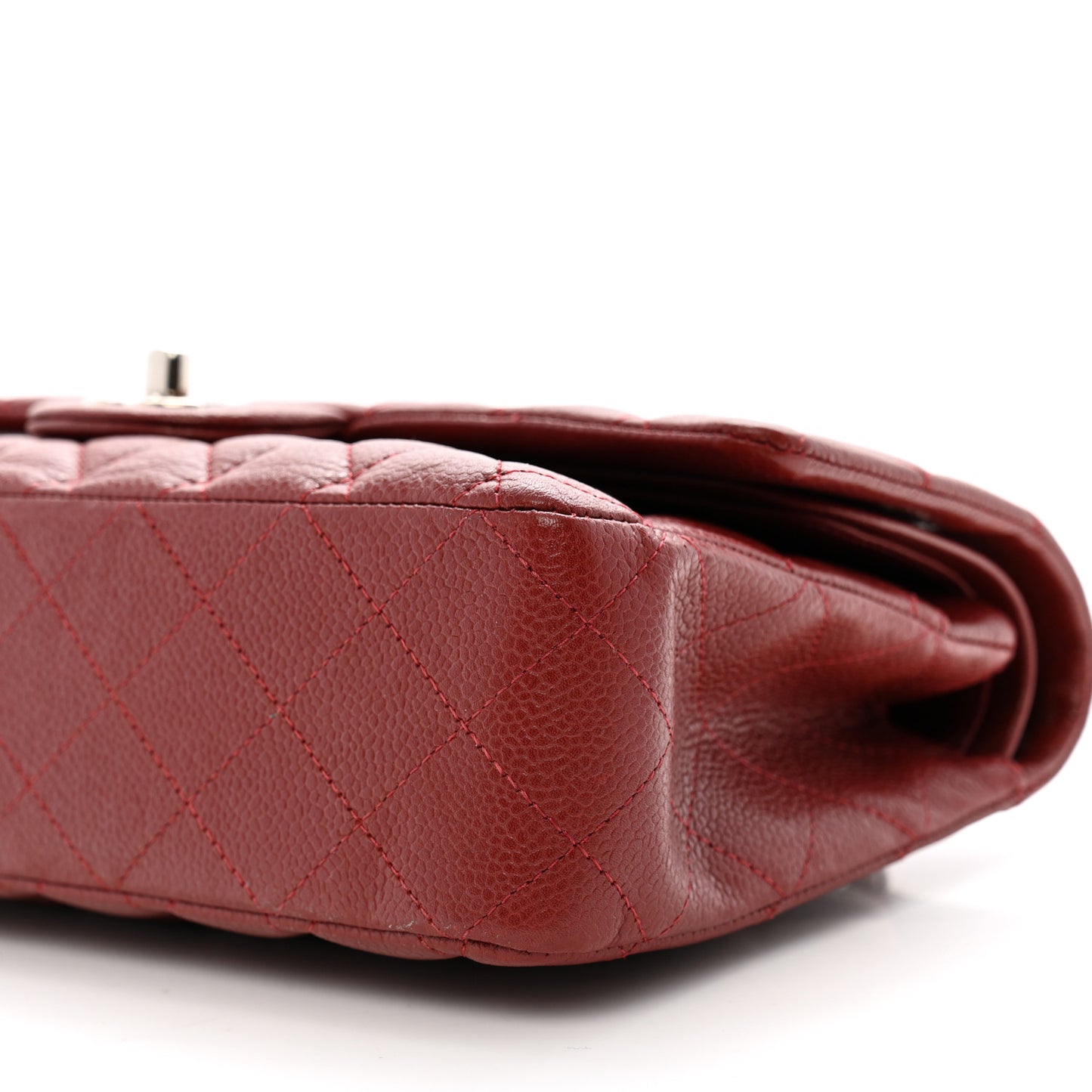 Caviar Quilted Medium Double Flap Dark Red