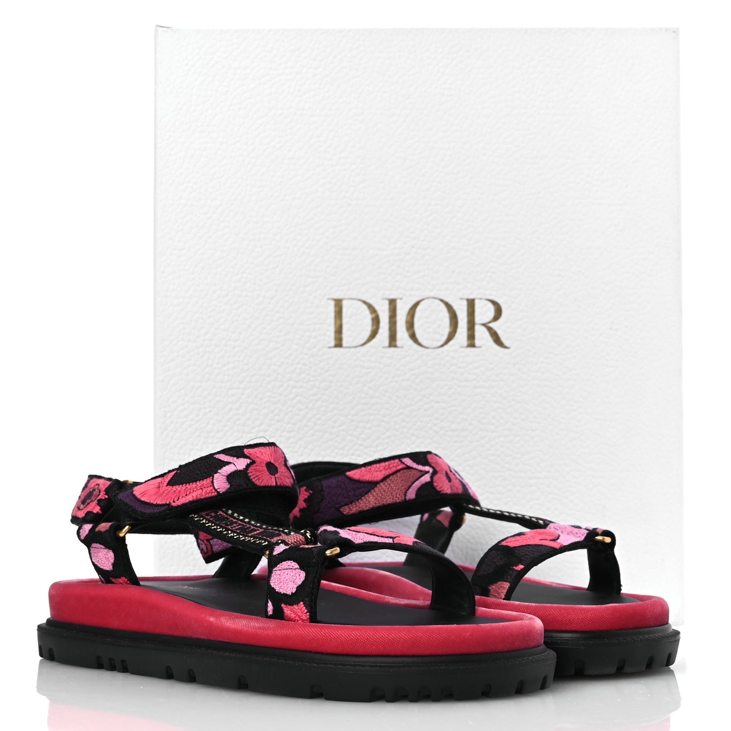 Canvas Embroidered Velvet Jardin Indien 10mm D-Wave Sandals 39 Pink Multicolor