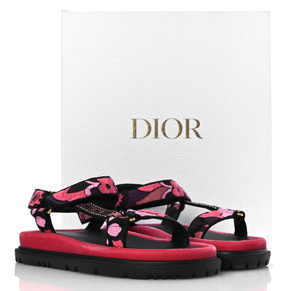 Christian Dior Canvas Embroidered Velvet Jardin Indien 10mm D-Wave Sandals 39 Pink Multicolor 13 of 13