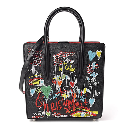 Christian Louboutin Calfskin Beaded Loubitag Small Paloma Black 1 of 10