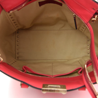Valentino Garavani Vitello Rockstud Double Handle Tote Deep Rose 5 of 9
