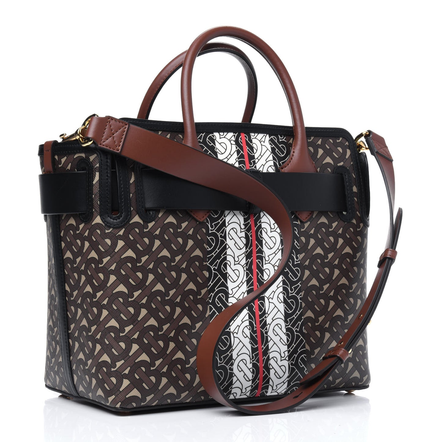 E-Canvas Monogram Stripe Small Belt Tote