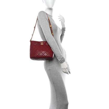 Chanel Caviar Quilted Twist Your Buttons Hobo Burgundy 2 of 10
