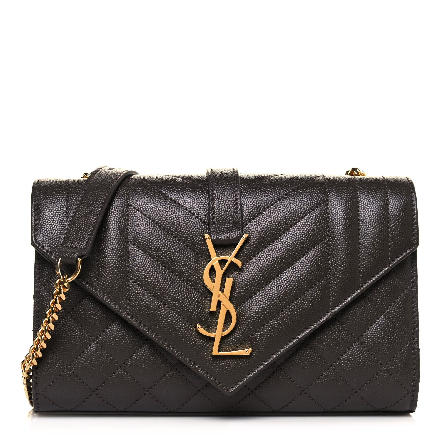 Saint Laurent Grain De Poudre Textured Mixed Matelasse Triquilt Small Monogram Satchel Pebble 1 of 13