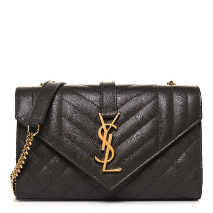 Saint Laurent Grain De Poudre Textured Mixed Matelasse Triquilt Small Monogram Satchel Pebble 1 of 13