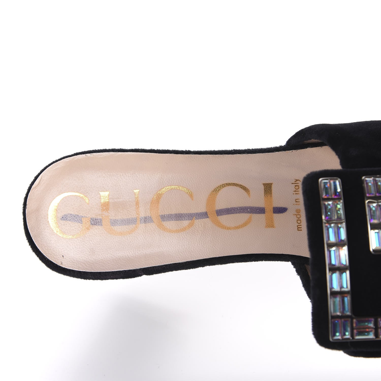 Gucci Velvet Crystal Square G Madelyn Mules 40 Black 7 of 8