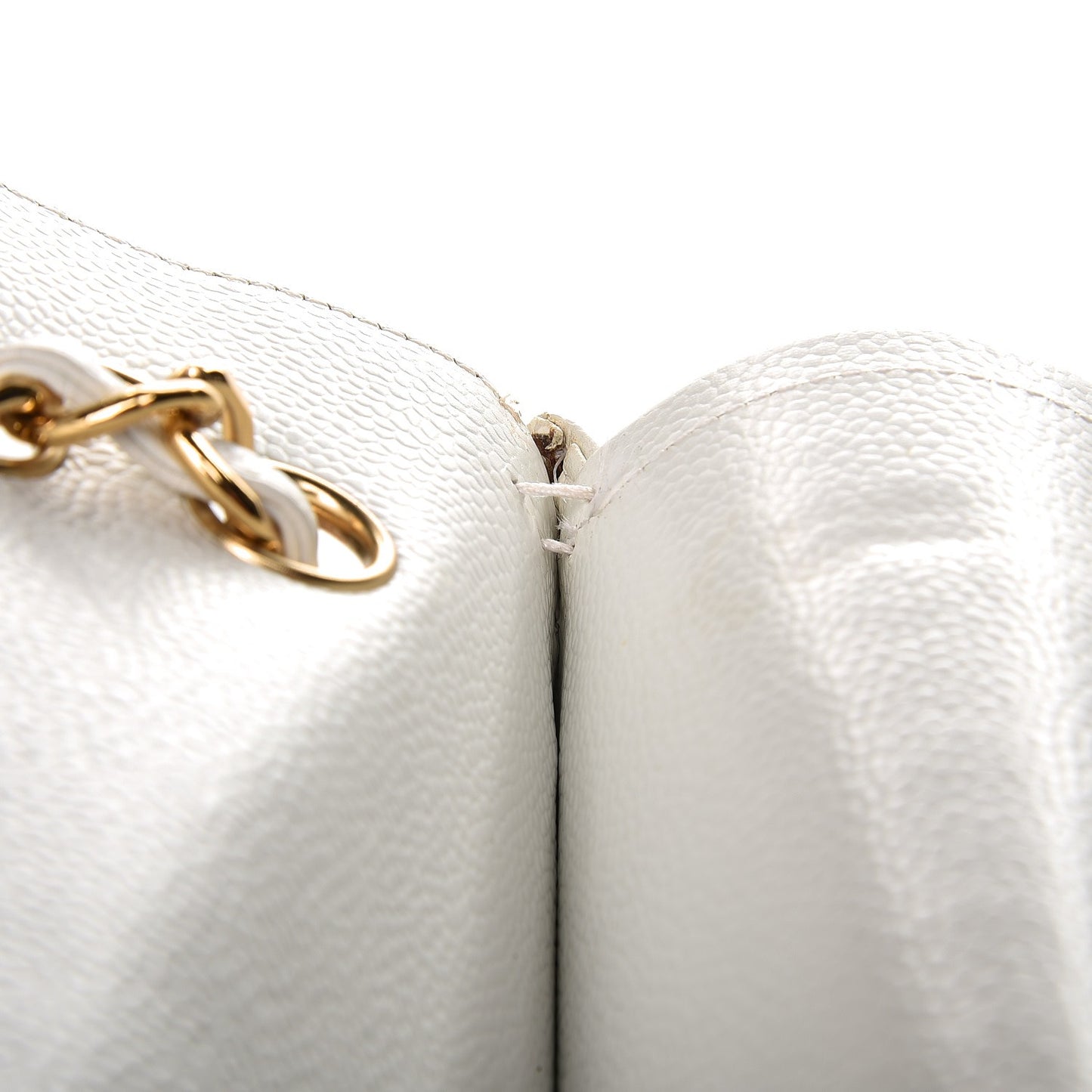 Caviar Quilted Maxi Double Flap White