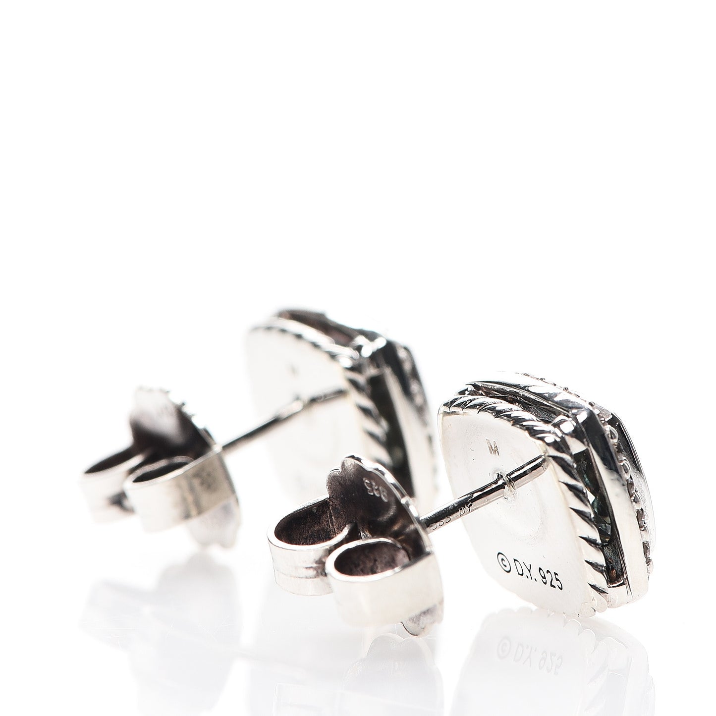 Sterling Silver Diamond Prasiolite 7mm Petite Albion Earrings