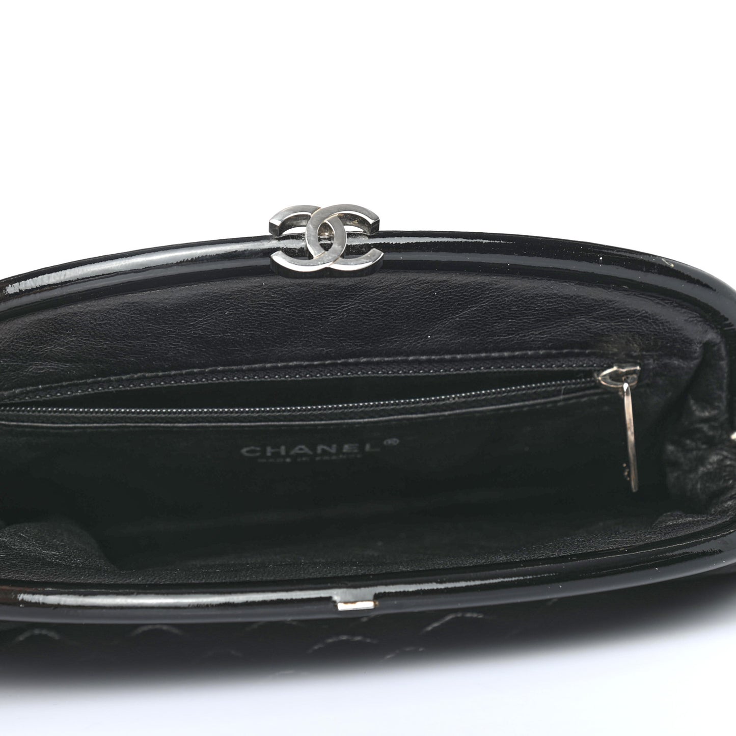 Distressed Patent Quilted Timeless Clutch Black