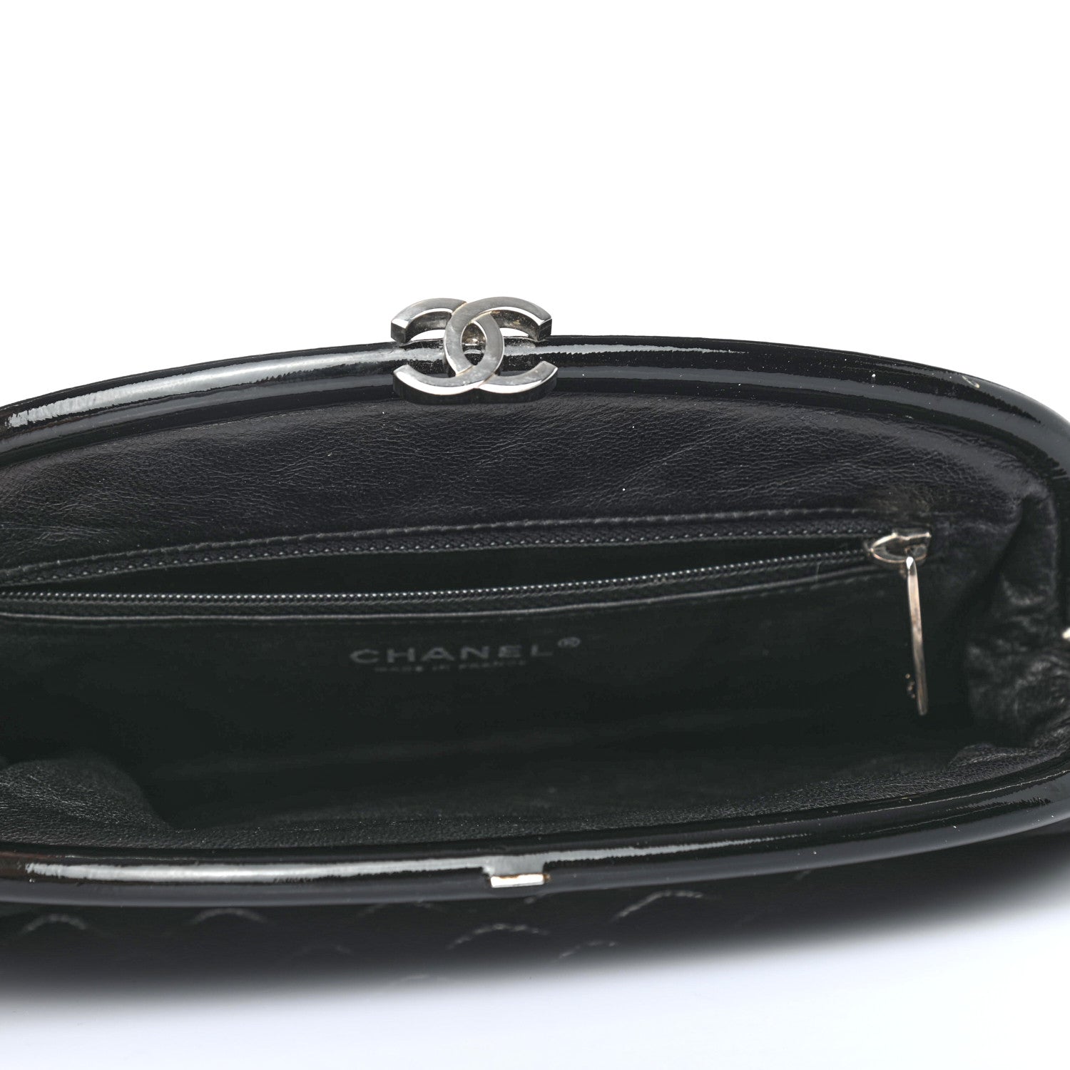 Chanel Distressed Patent Quilted Timeless Clutch Black 4 of 5