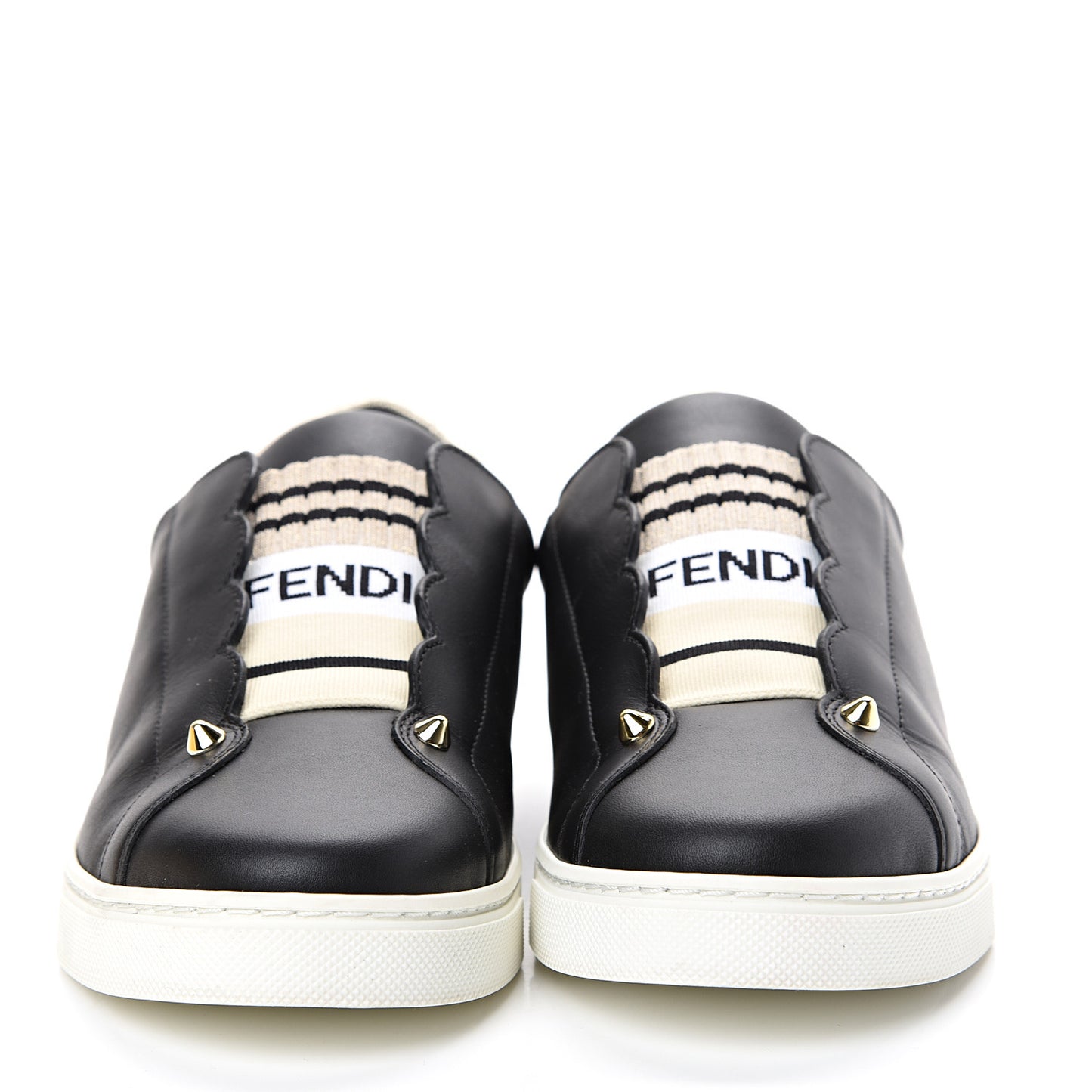 Vitello Lurex Rockoclick Slip On Sneakers 39.5 Black Gold