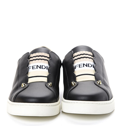 Fendi Vitello Lurex Rockoclick Slip On Sneakers 39.5 Black Gold 2 of 9