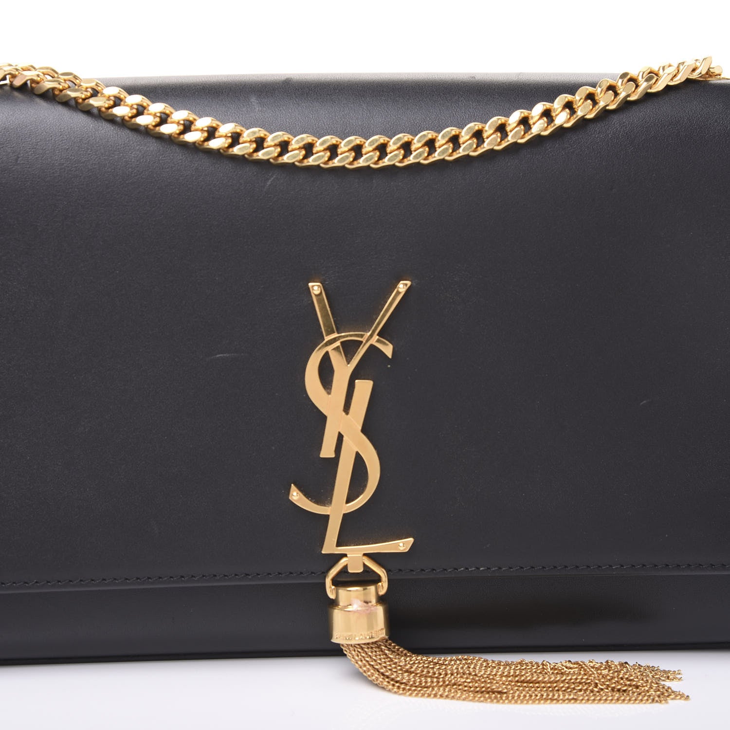 Saint Laurent Smooth Calfskin Medium Classic Monogram Kate Tassel Satchel Black 2 of 9