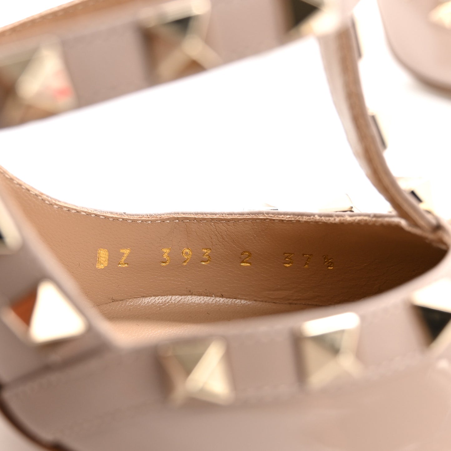 Patent Nappa Rockstud Ankle Strap 100mm Pumps 37.5 Poudre
