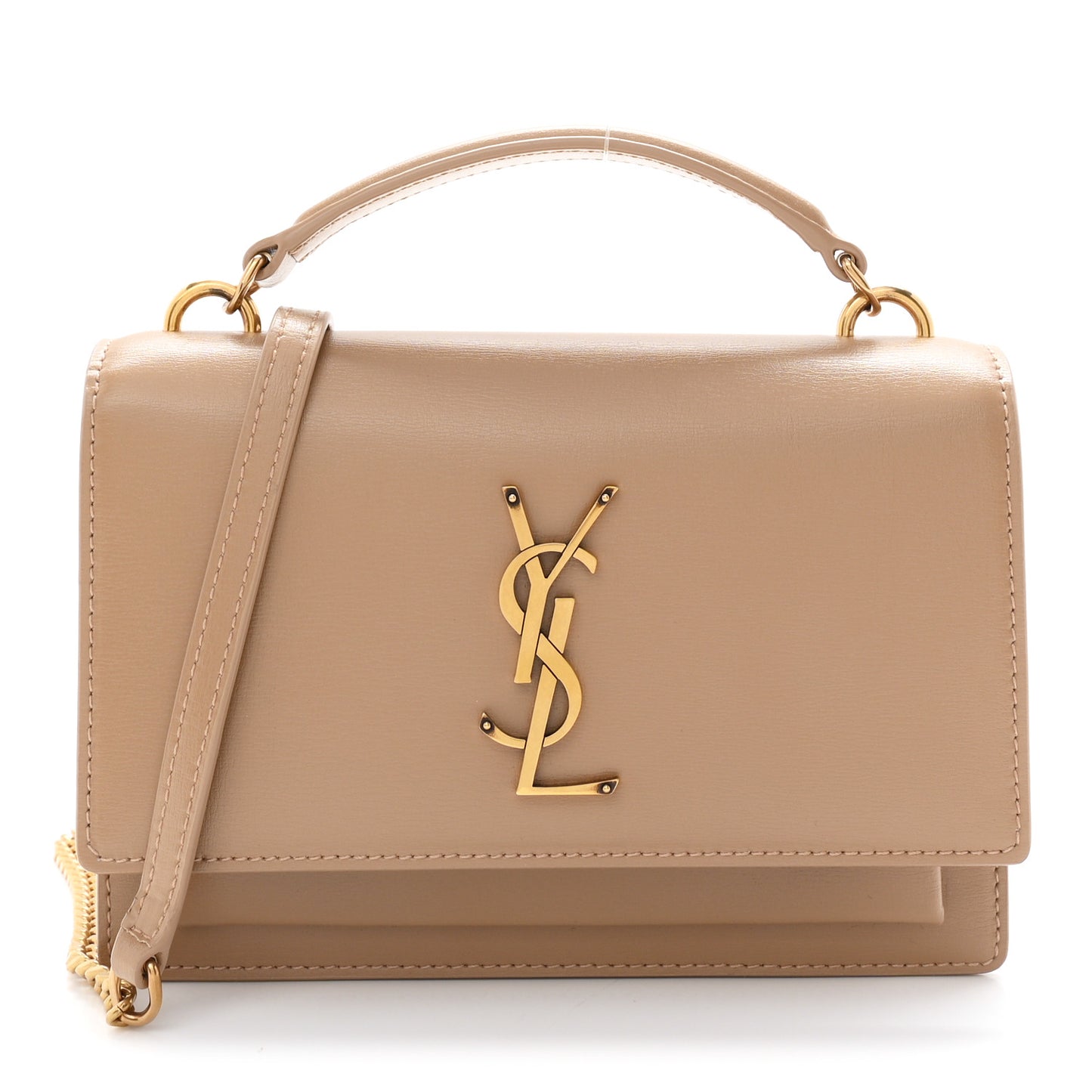 Calfskin Monogram Sunset Chain Wallet Dark Toffee