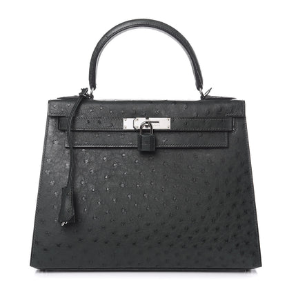 Hermes Ostrich Kelly Sellier 28 Vert Titien 1 of 33