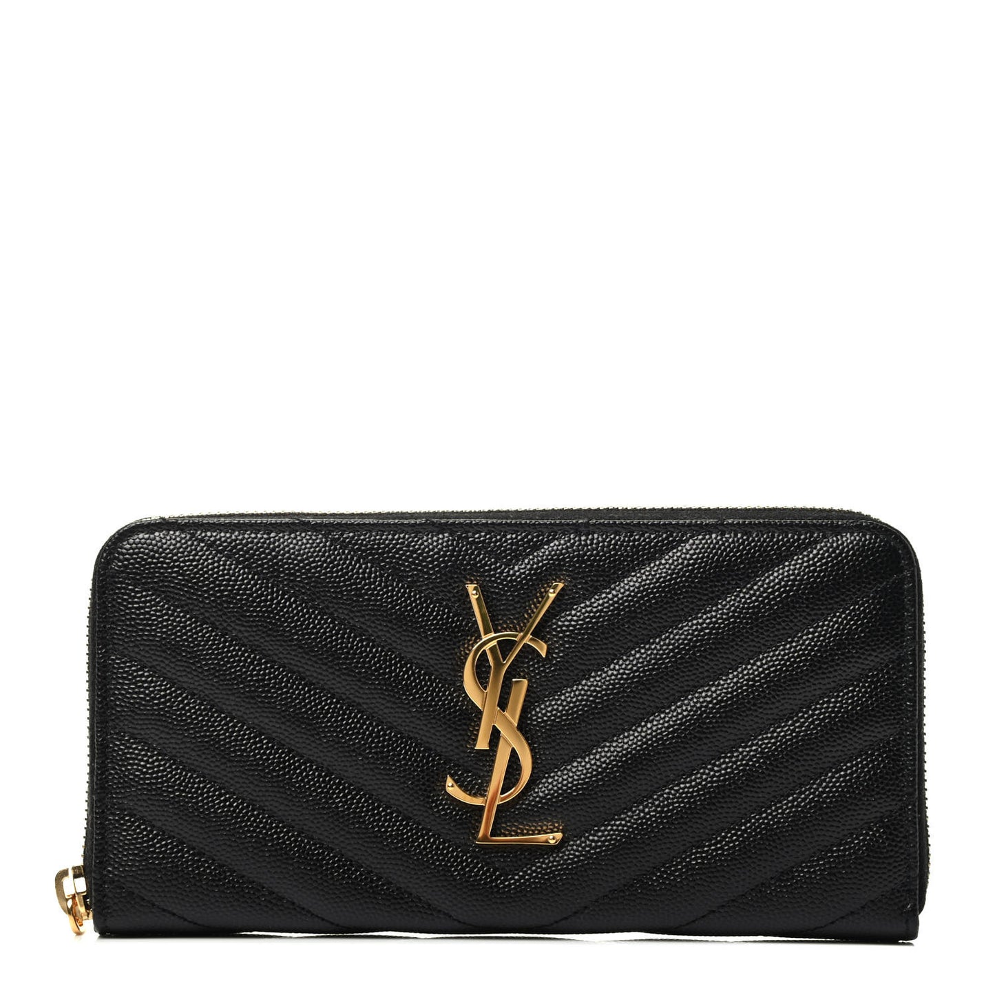Grain De Poudre Matelasse Chevron Monogram Zip Around Wallet Black