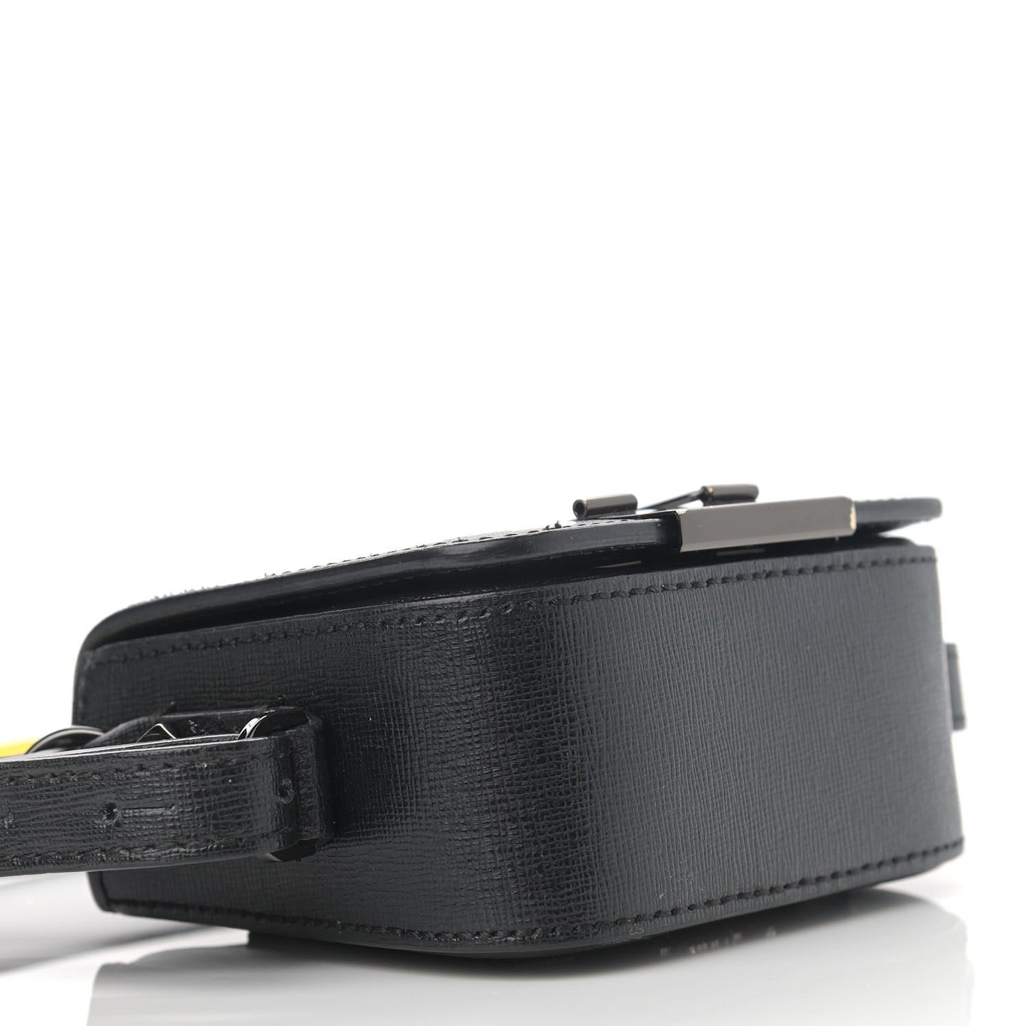 Saffiano Striped Baby Flap Black White