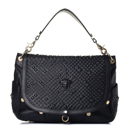 Versace Calfskin Embossed Medusa Flap Hobo Black 1 of 8