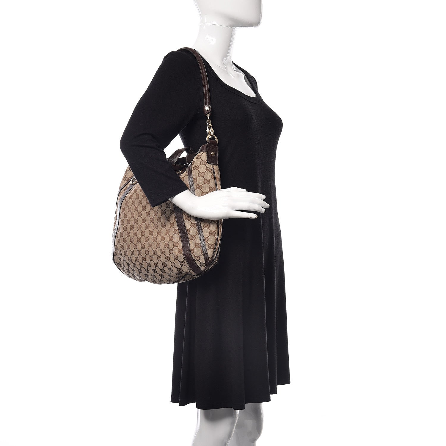 Gucci Monogram Medium Abbey Convertible Tote Dark Brown 2 of 9