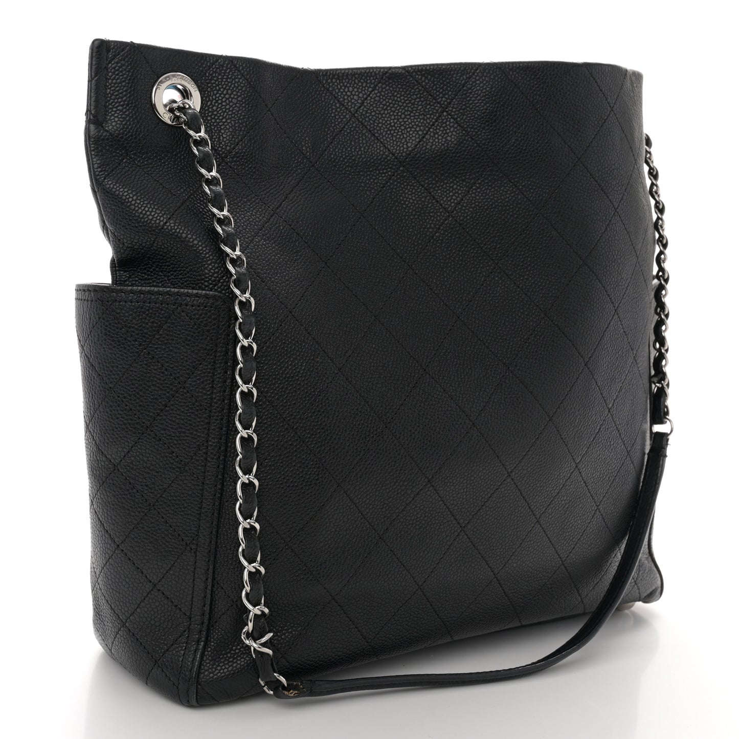 Caviar Stitched Medium CC Pocket Hobo Black