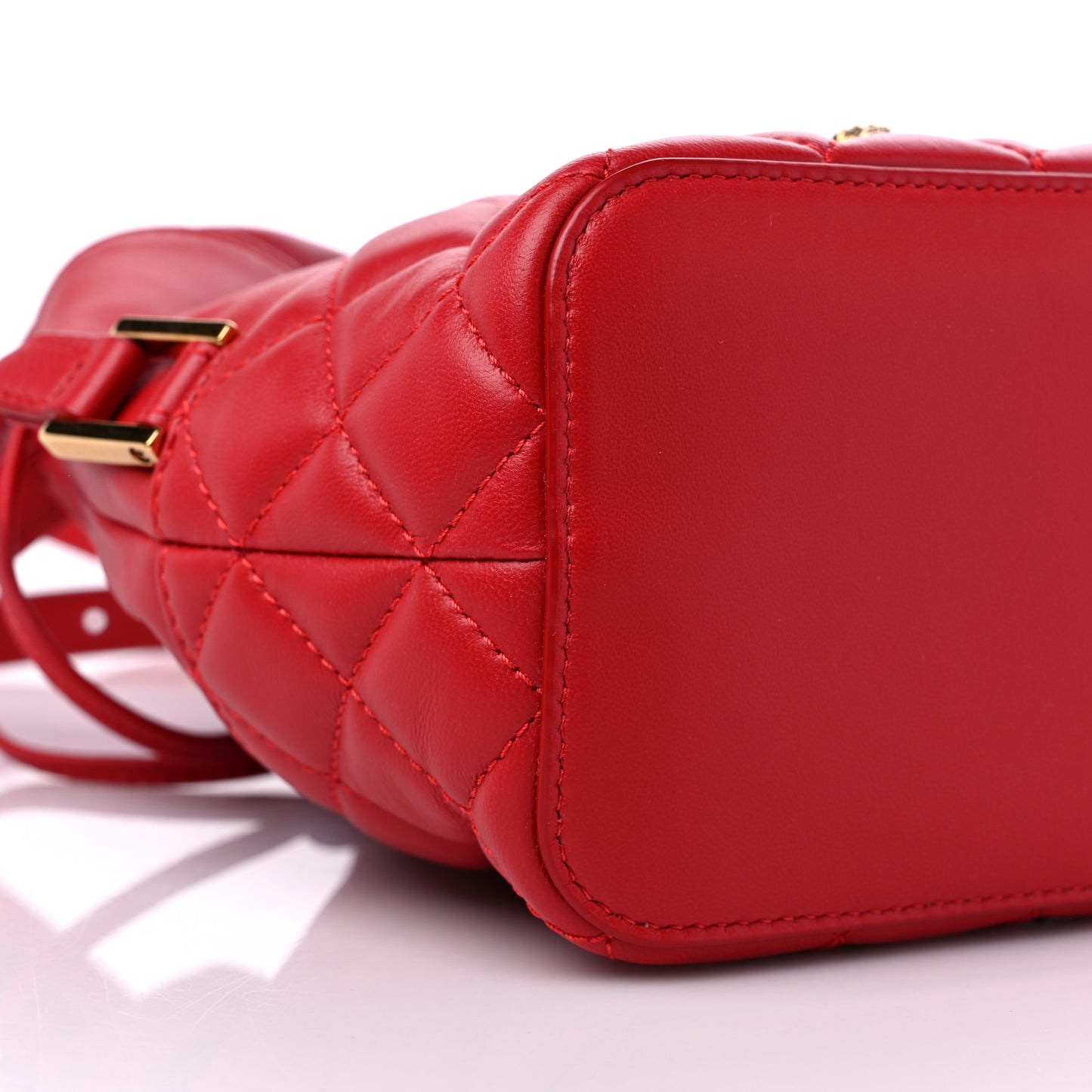 Nappa Quilted Medusa Bucket Bag Red