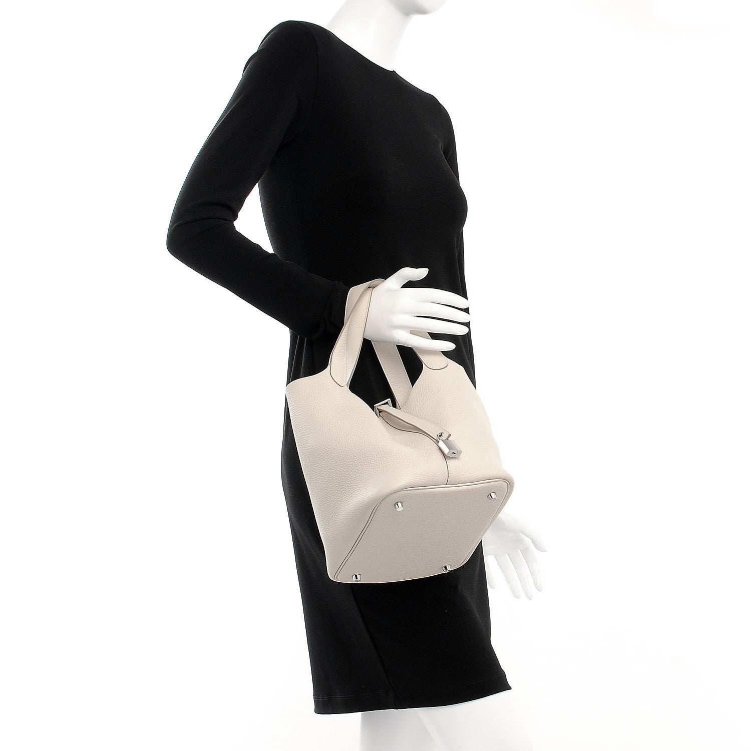 Hermes Taurillon Clemence Picotin Lock 22 MM Craie 2 of 7