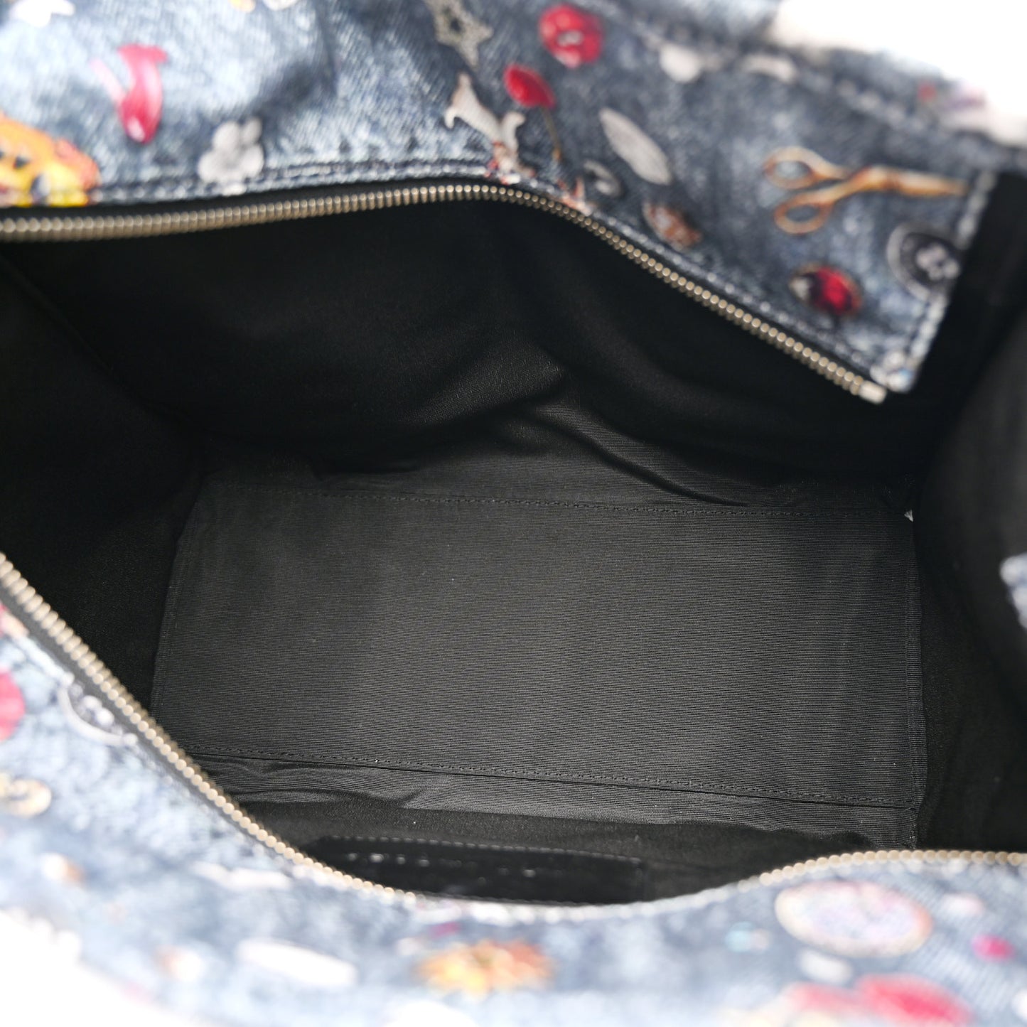 The Trompe L'Oeil Trinket Denim Canvas Medium The Tote Bag Blue