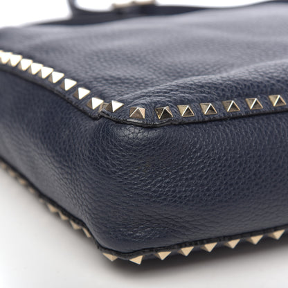 Valentino Garavani Pebbled Calfskin Large Rockstud Flip-Lock Messenger Bag Marine 7 of 12