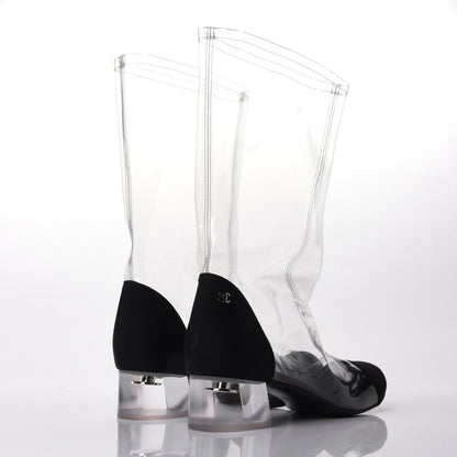 Chanel PVC Grosgrain High Boots 38.5 Transparent Black 4 of 9