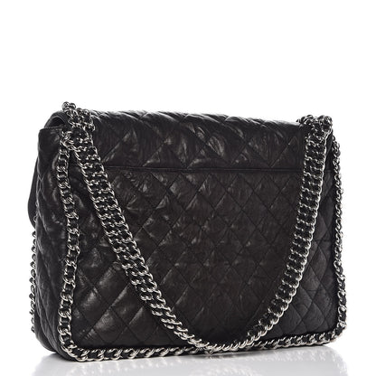 Chanel Washed Lambskin Quilted Maxi Chain Around Flap Black 3 of 10