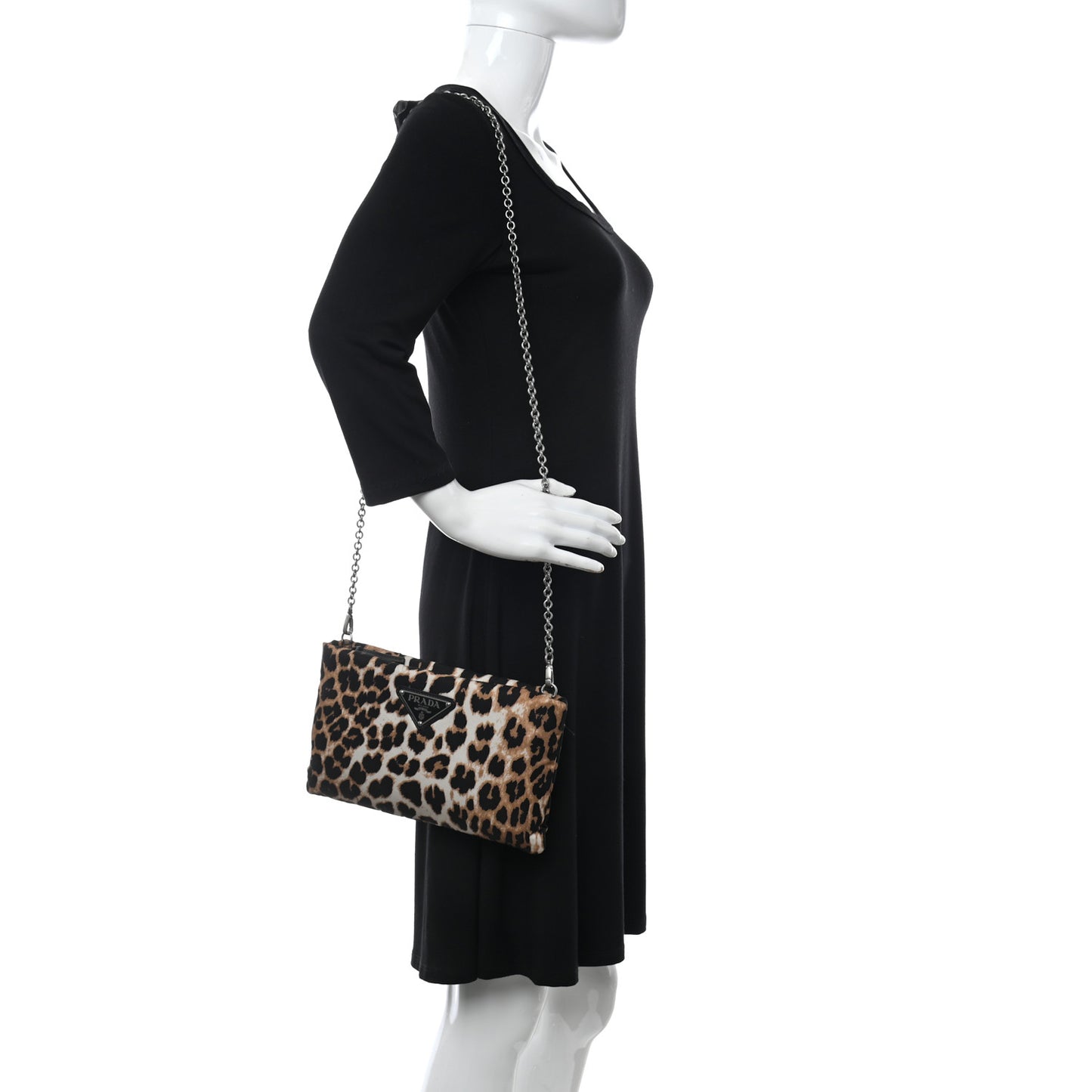 Tessuto Soft Nylon Leopard Print Crossbody Avorio